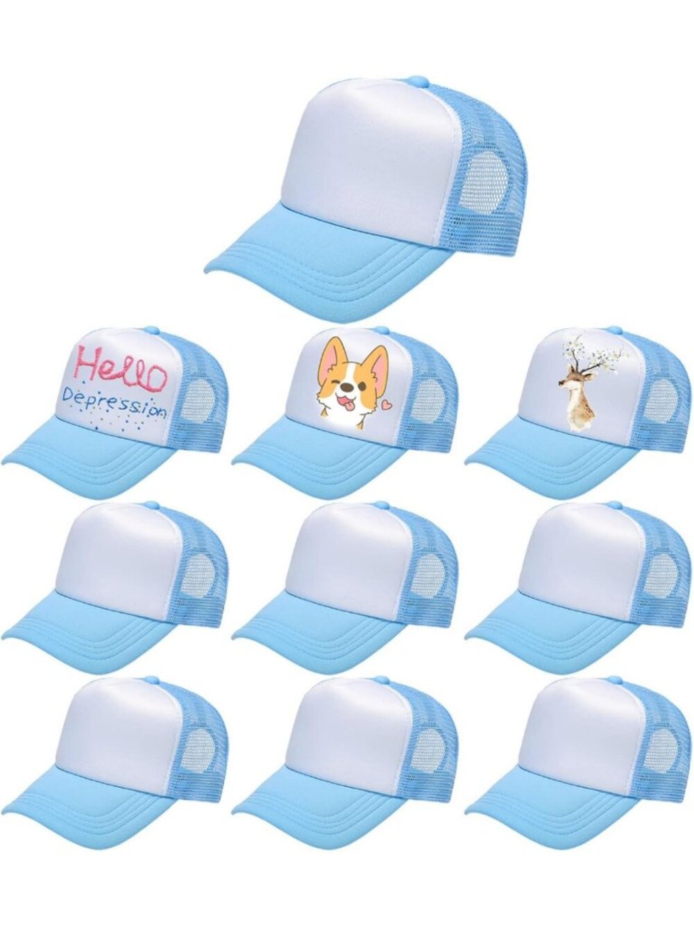 Colorful Kids Trucker Hats 10 Pack - Adjustable Mesh Baseball Caps for Boys